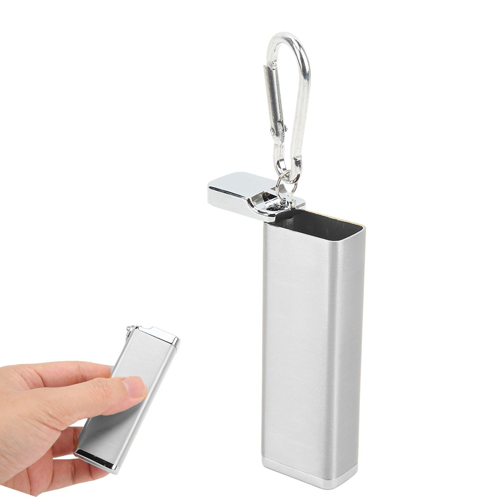 Aluminum Alloy Cigarette Case Box Hold 6pcs with Carabiner Keychain for Men Women Smoking Accessories Silver - view 9