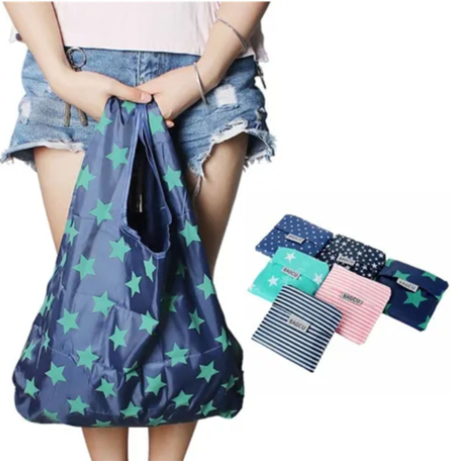 10Pcs Grocery Bag Foldable Polyester Large Capacity Reusable Shopping Bag for Household - view 5