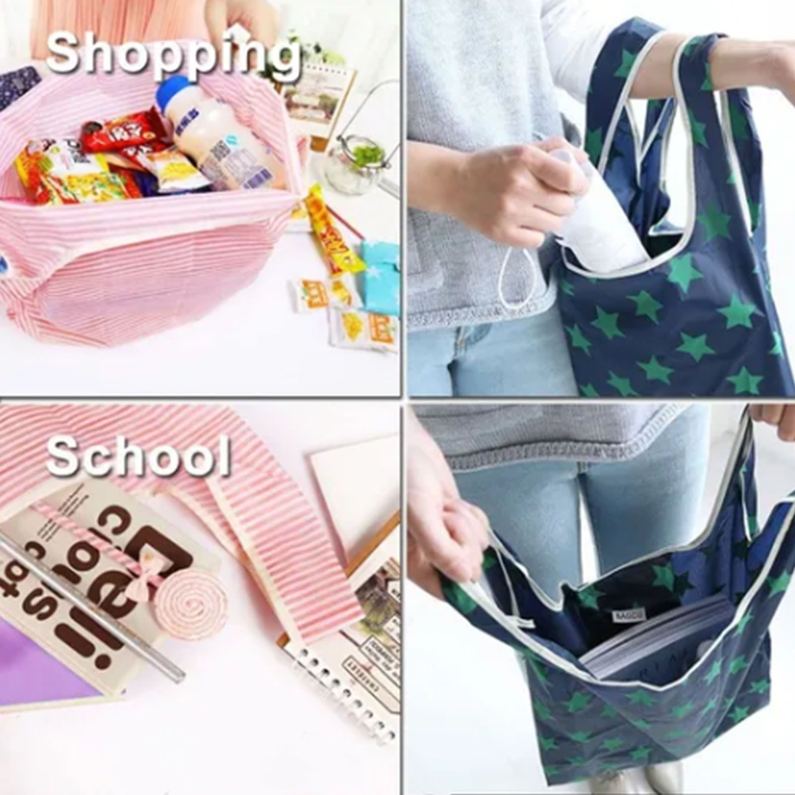 10Pcs Grocery Bag Foldable Polyester Large Capacity Reusable Shopping Bag for Household - view 8