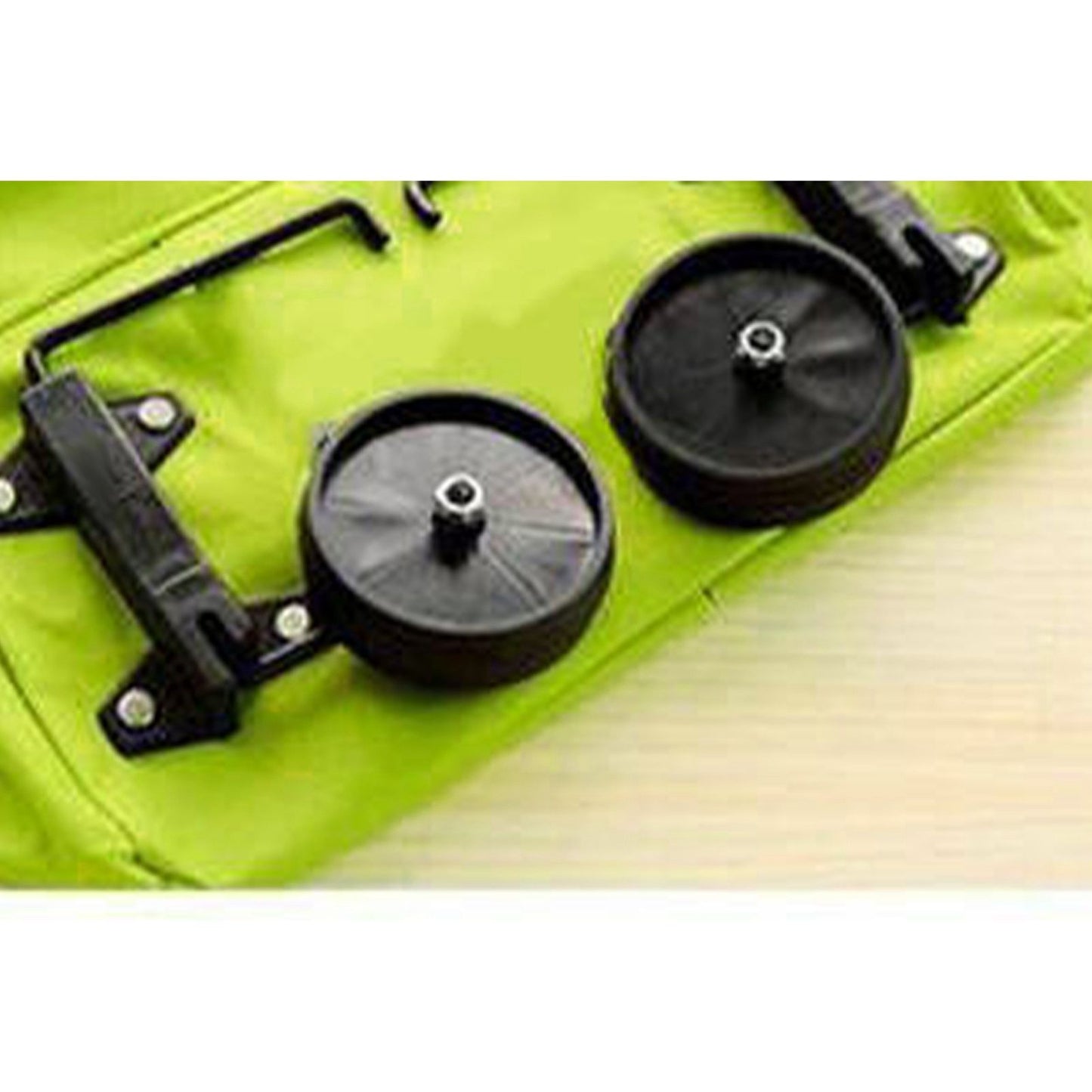 Green Foldable Shopping Bag with Wheels Pure Color Expandable Oxford Cloth Wheeled Foldable Grocery Cart Bag - view 3
