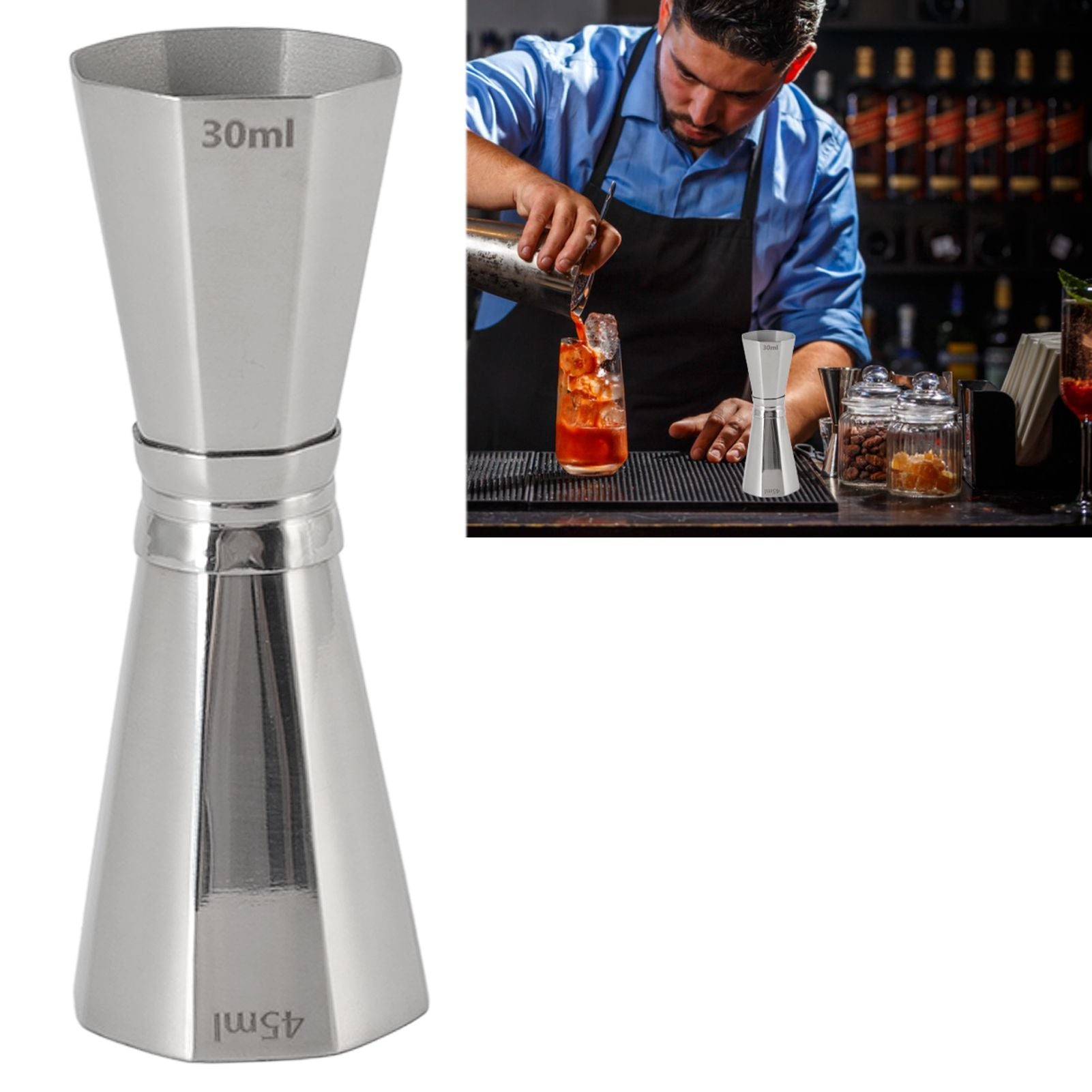 304 Stainless Steel Jigger with Scales Octagonal Double Cocktail Jigger Measuring Tool for Bartenders - view 10