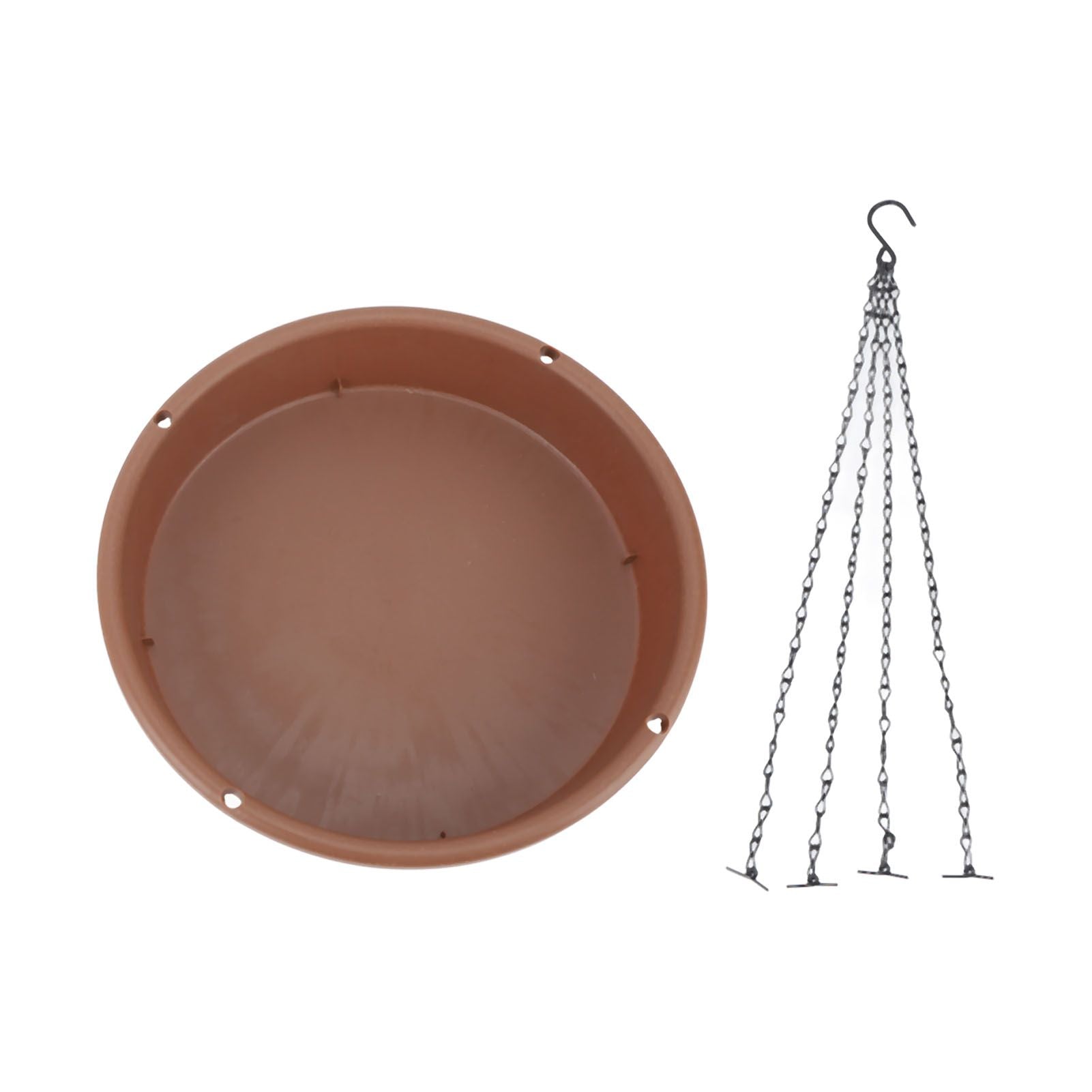 Bird Bath Hanging Bird Feeder Round Plastic Hanging Bird Feeder Tray Outdoor Bird Bath Tray Brown - view 2