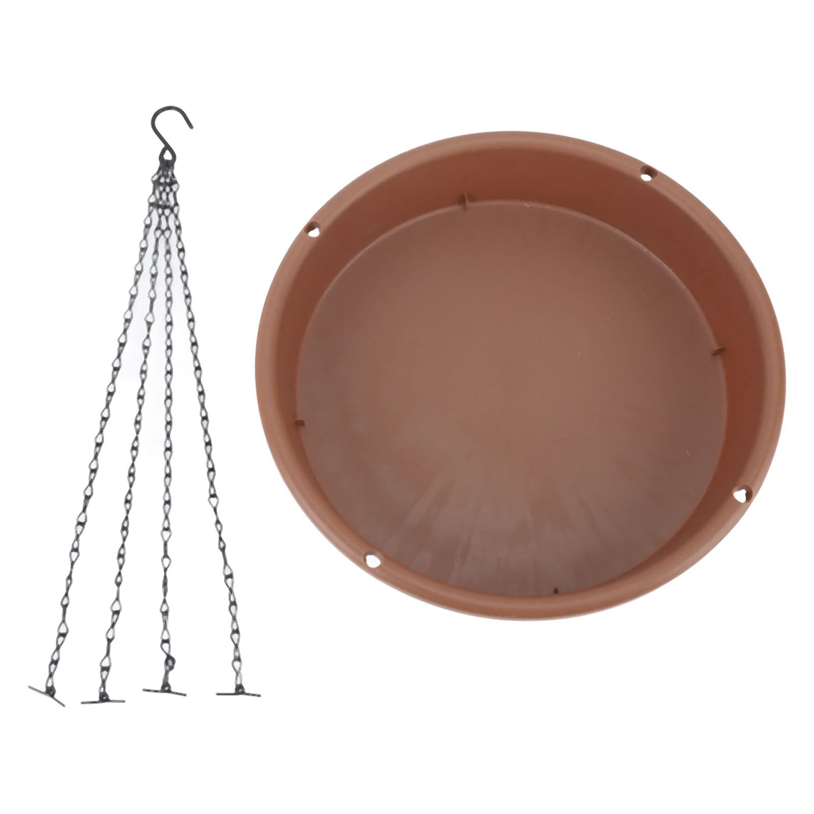 Bird Bath Hanging Bird Feeder Round Plastic Hanging Bird Feeder Tray Outdoor Bird Bath Tray Brown - view 3