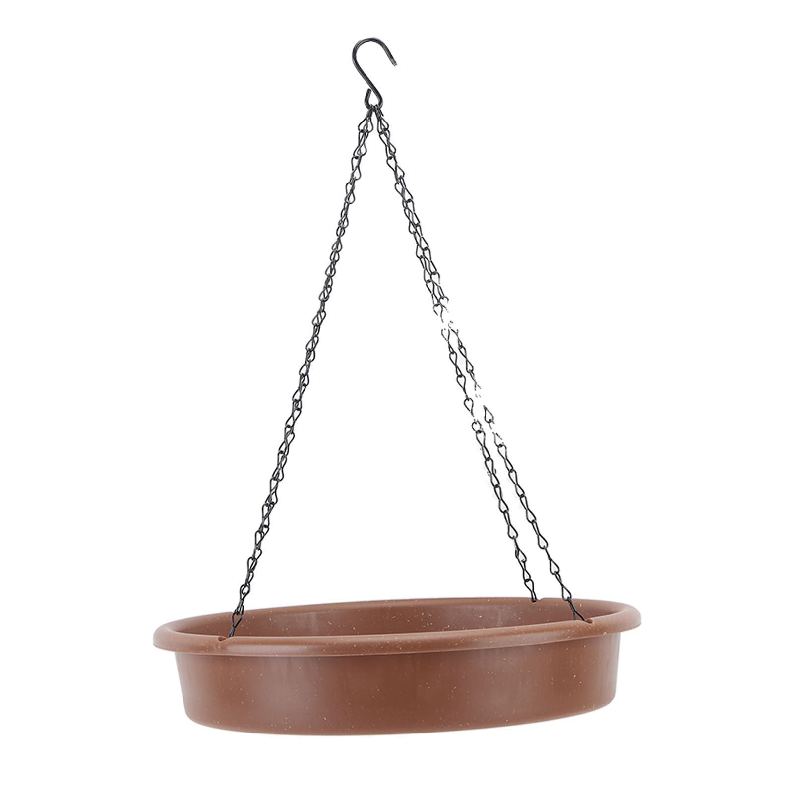 Bird Bath Hanging Bird Feeder Round Plastic Hanging Bird Feeder Tray Outdoor Bird Bath Tray Brown - view 6