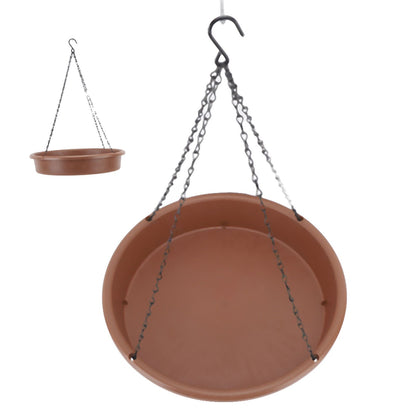 Bird Bath Hanging Bird Feeder Round Plastic Hanging Bird Feeder Tray Outdoor Bird Bath Tray Brown - view 10