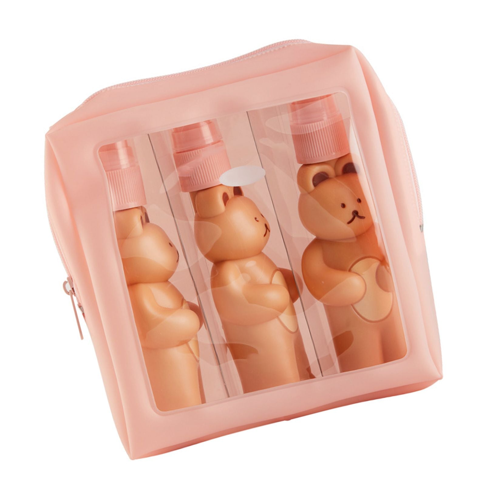 Travel Bottles Kit Cute Bear Look Delicate Easy Press Empty Spray Bottle with Waterproof Storage Bag for Business Trips 2 Press Bottle 1 Spray Bottle Free Size - view 3