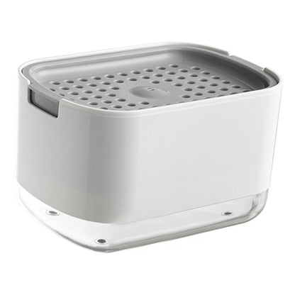 Soap Dispenser with Sponge Holder PP PET Press Type Soap Box for Cloth Dish Kitchen Cleaning White - view 3