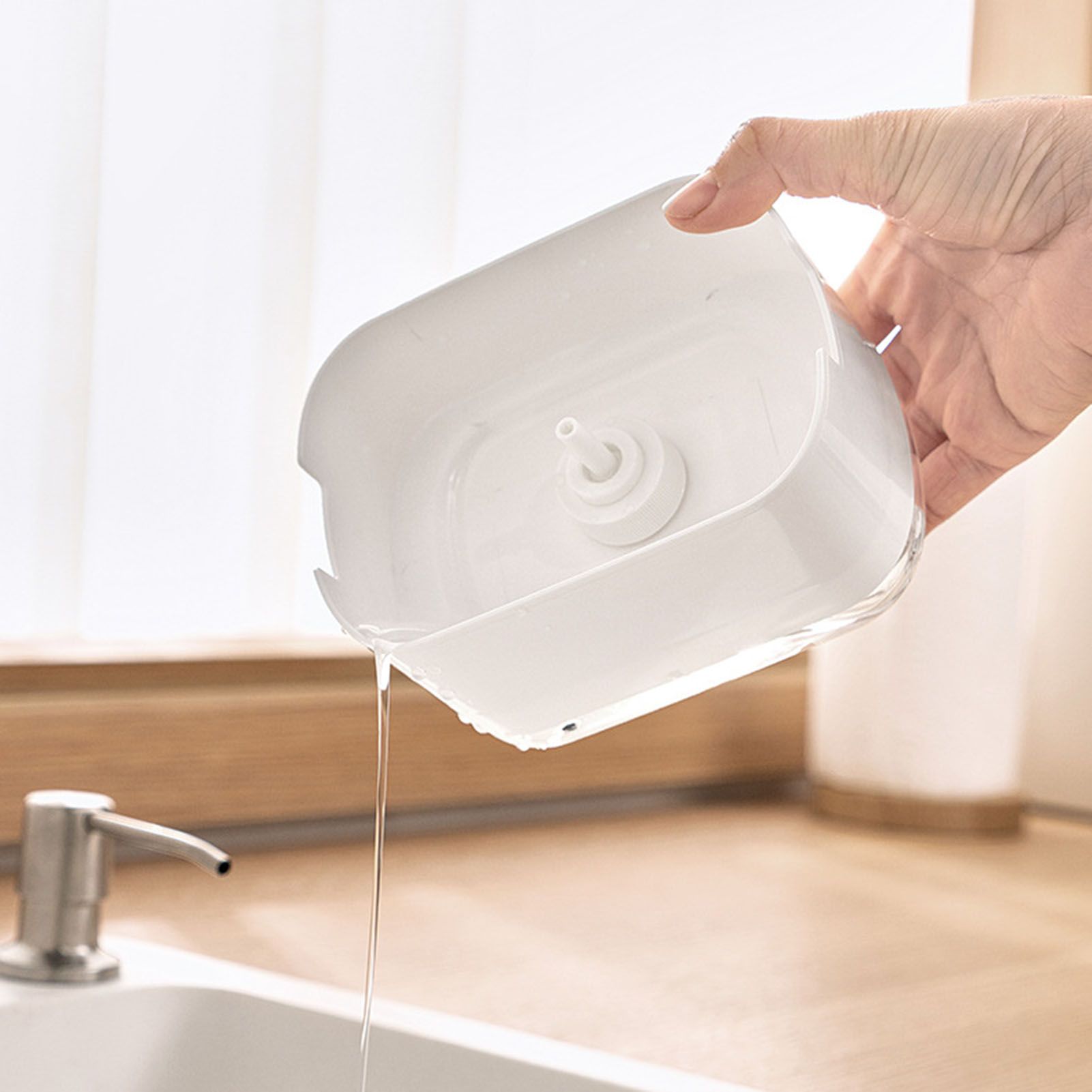 Soap Dispenser with Sponge Holder PP PET Press Type Soap Box for Cloth Dish Kitchen Cleaning White - view 5