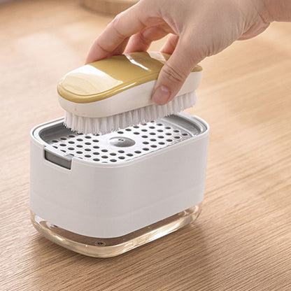 Soap Dispenser with Sponge Holder PP PET Press Type Soap Box for Cloth Dish Kitchen Cleaning White - view 6