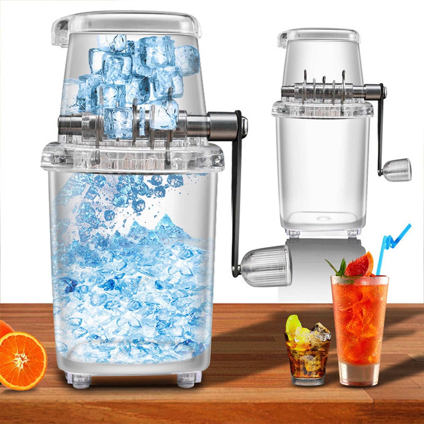 Portable Ice Crusher 1.25L Hand Cranked DIY Manual Shaved Ice Chopper Machine for Home Outdoor Camping Use Transparent - view 6