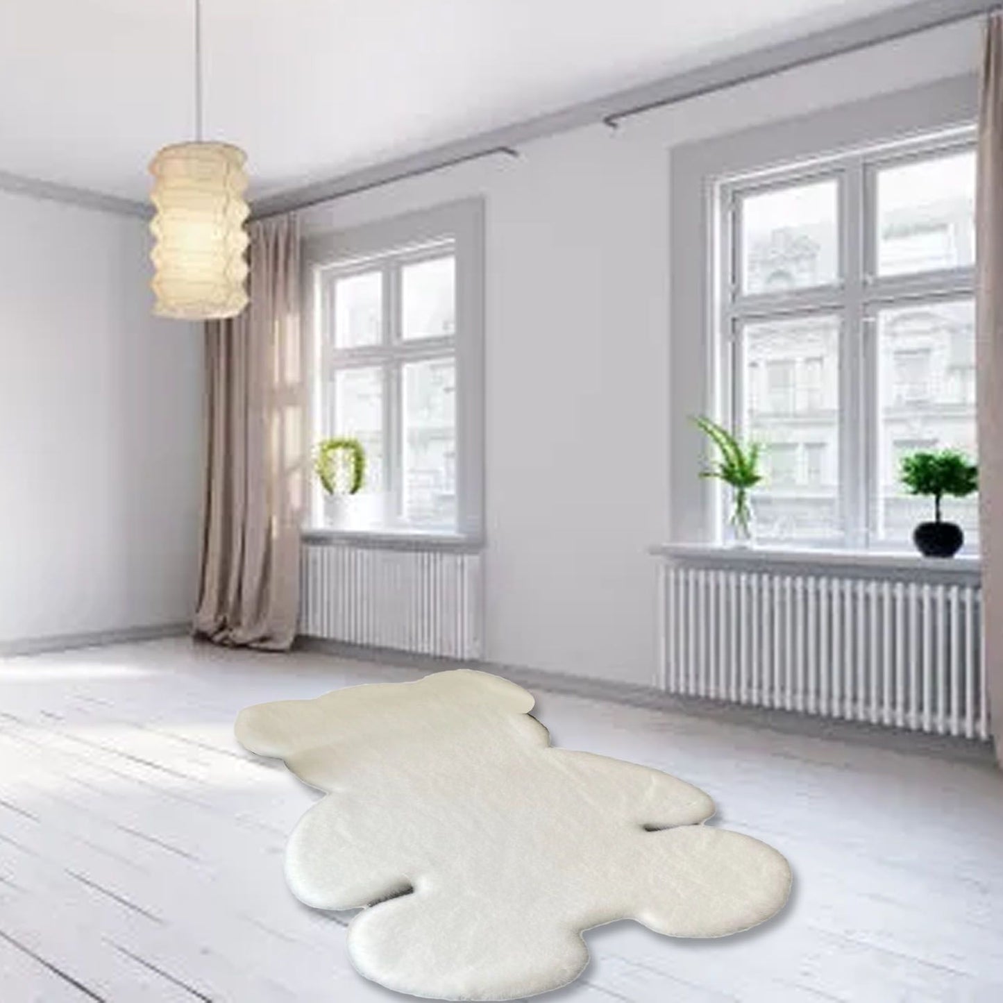 Cute Bedroom Rug Soft Bear Shaped Shaggy Floor Mat for Kids Teen Girls Room Floor Living Room White 45x60 - view 10