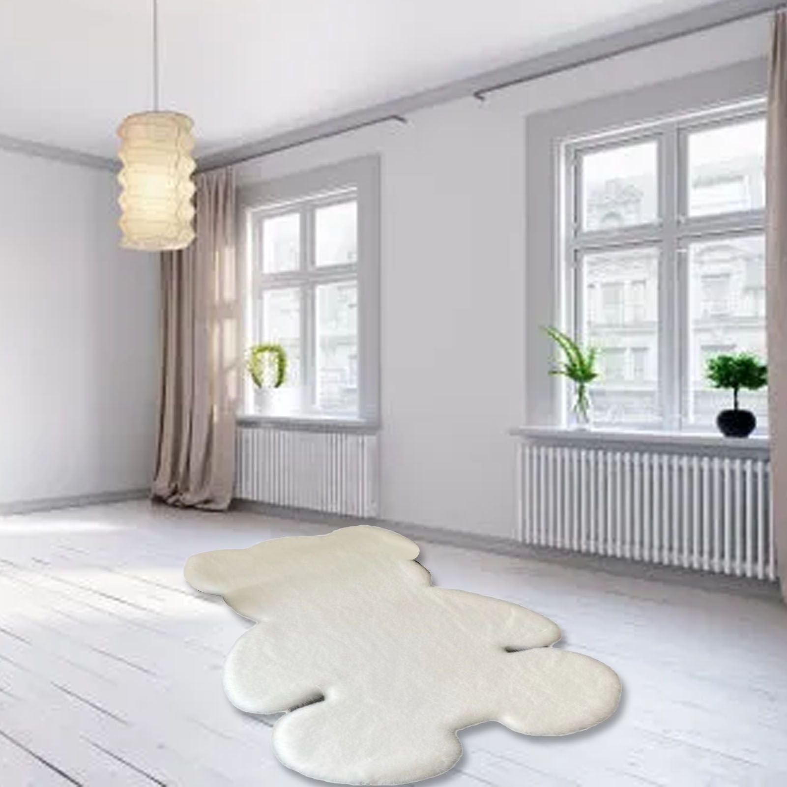 Cute Bedroom Rug Soft Bear Shaped Shaggy Floor Mat for Kids Teen Girls Room Floor Living Room White 45x60 - view 10