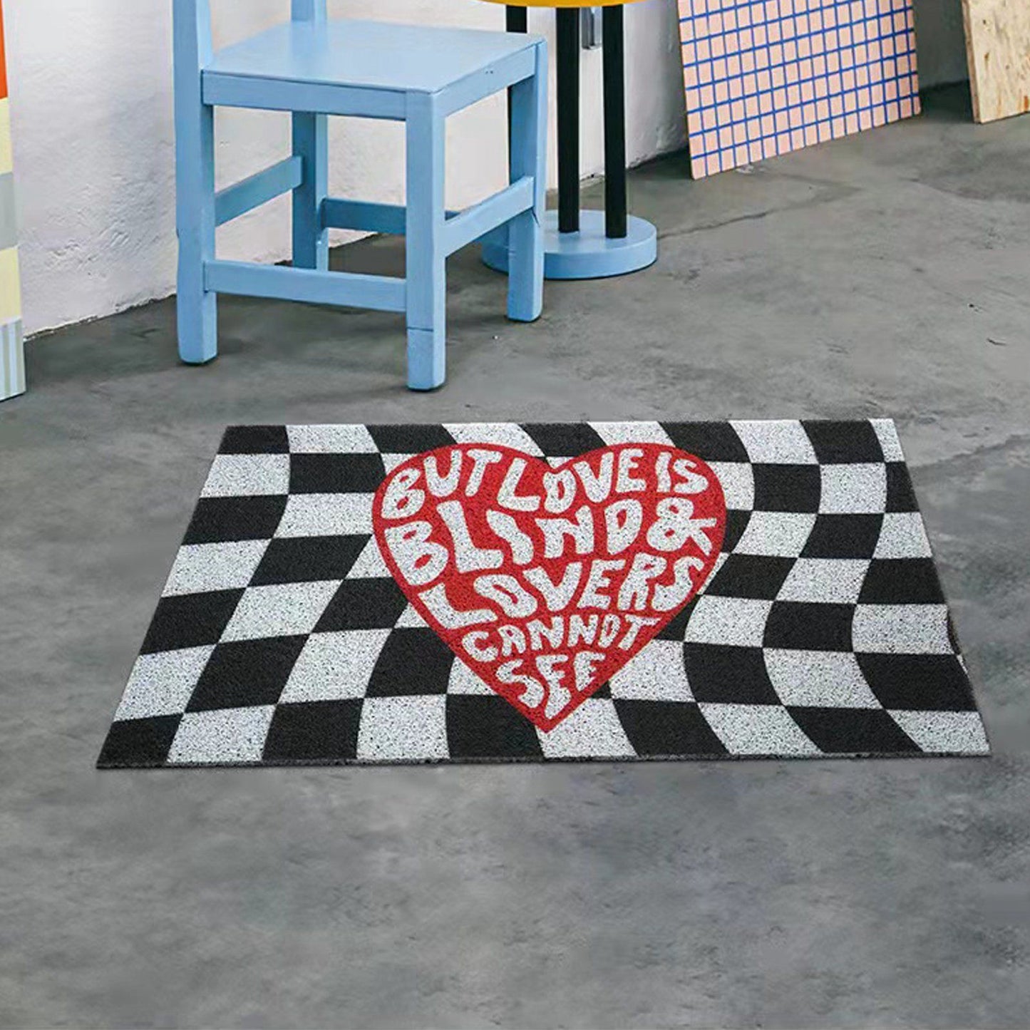 Checkerboard Kitchen Rugs Washable Hallway Entry Carpet Non Slip Entryway Runner Mat for Home Restaurant Office Heart - view 5