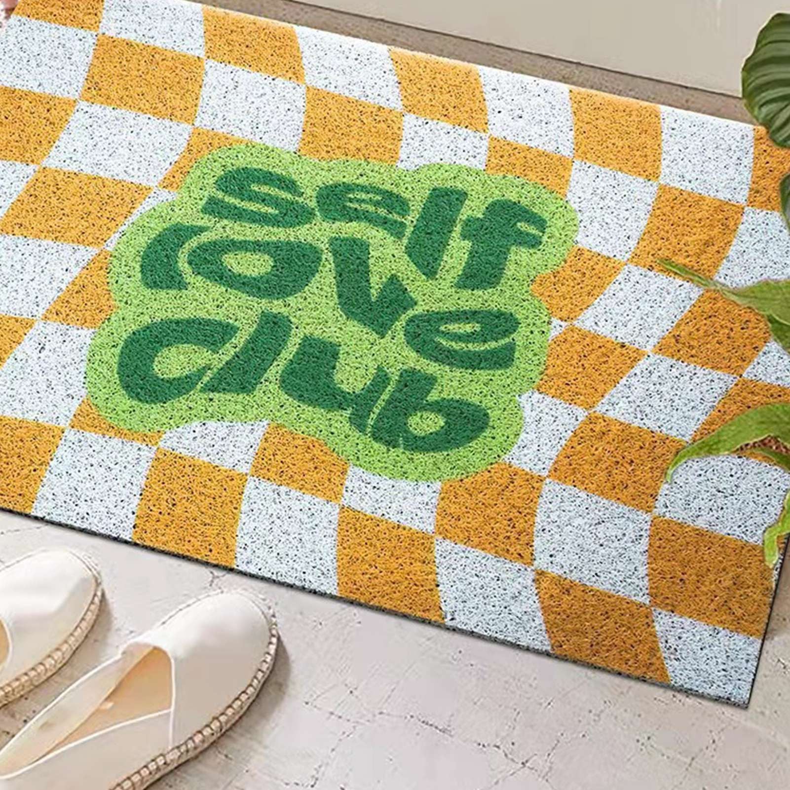 Checkerboard Kitchen Rugs Washable Hallway Entry Carpet Non Slip Entryway Runner Mat for Home Restaurant Office Yellow - view 5