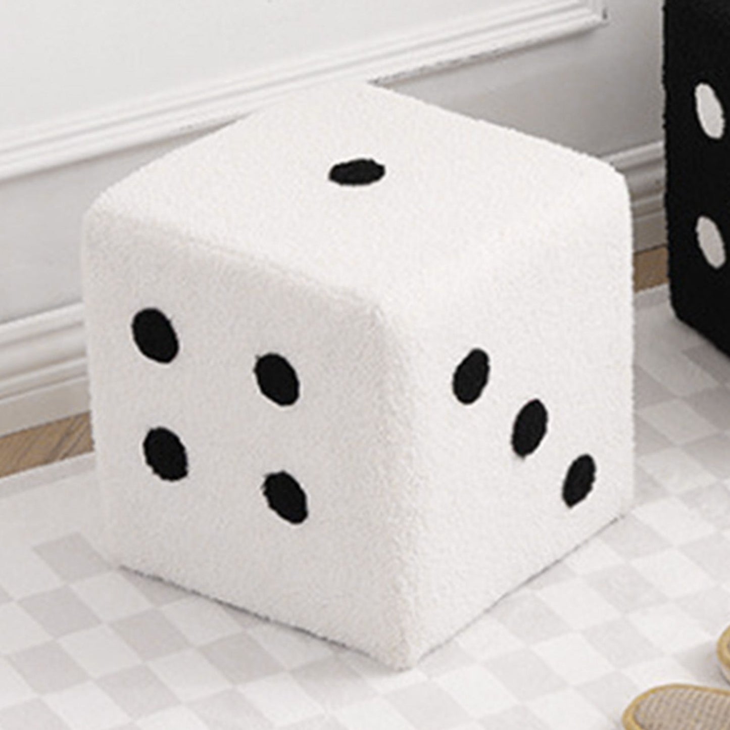 Foot Stool Soft Comfortable Simple Warm Sturdy Base Cube Stool for Home Living Room Bedroom White 20x20x20cm - view 6
