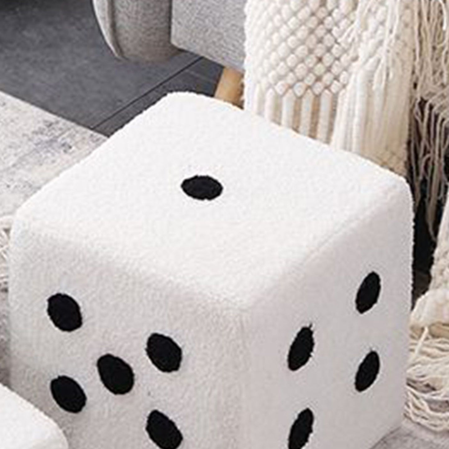Foot Stool Soft Comfortable Simple Warm Sturdy Base Cube Stool for Home Living Room Bedroom White 20x20x20cm - view 8