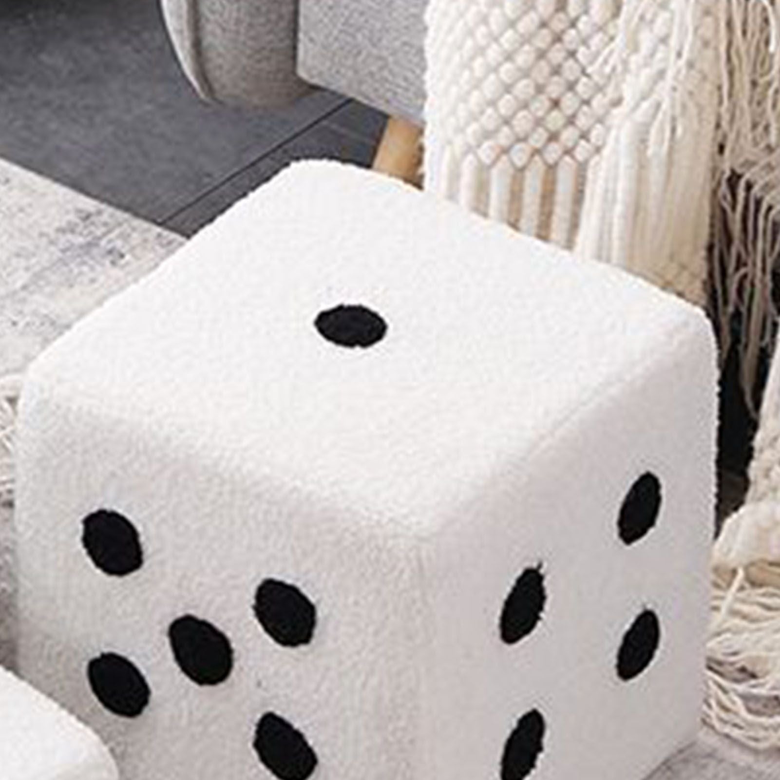 Foot Stool Soft Comfortable Simple Warm Sturdy Base Cube Stool for Home Living Room Bedroom White 20x20x20cm - view 8