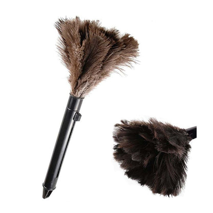 Feather Dusters Brown Washable Portable Compact Chicken Feathers ABS Mini Duster with Handle for Household - view 2