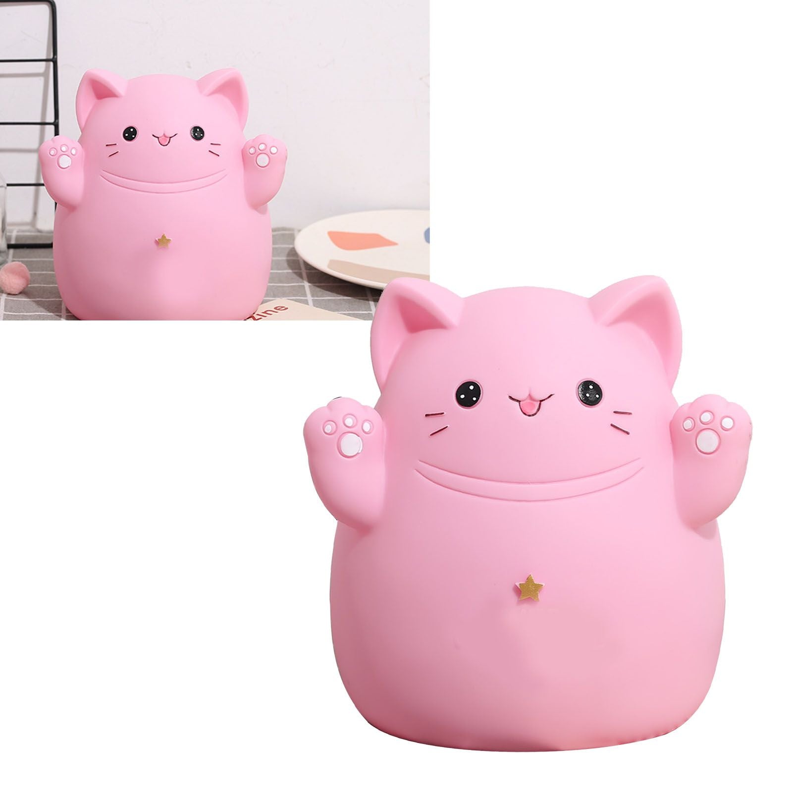Cartoon Cat Piggy Bank Saving Bank Cartoon Cat Shaped Money Box Coins Storage Box Home Decor Ornament Children Toys Gifts Pink S 13x11x15cm - view 6
