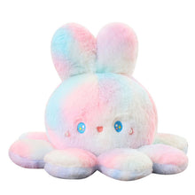 Reversible Octopus Doll Gradient Color Cute Bunny Ear Octopus Plush Toy Double Sided Stuffed Animal Pink Purple 20cm/7.9in