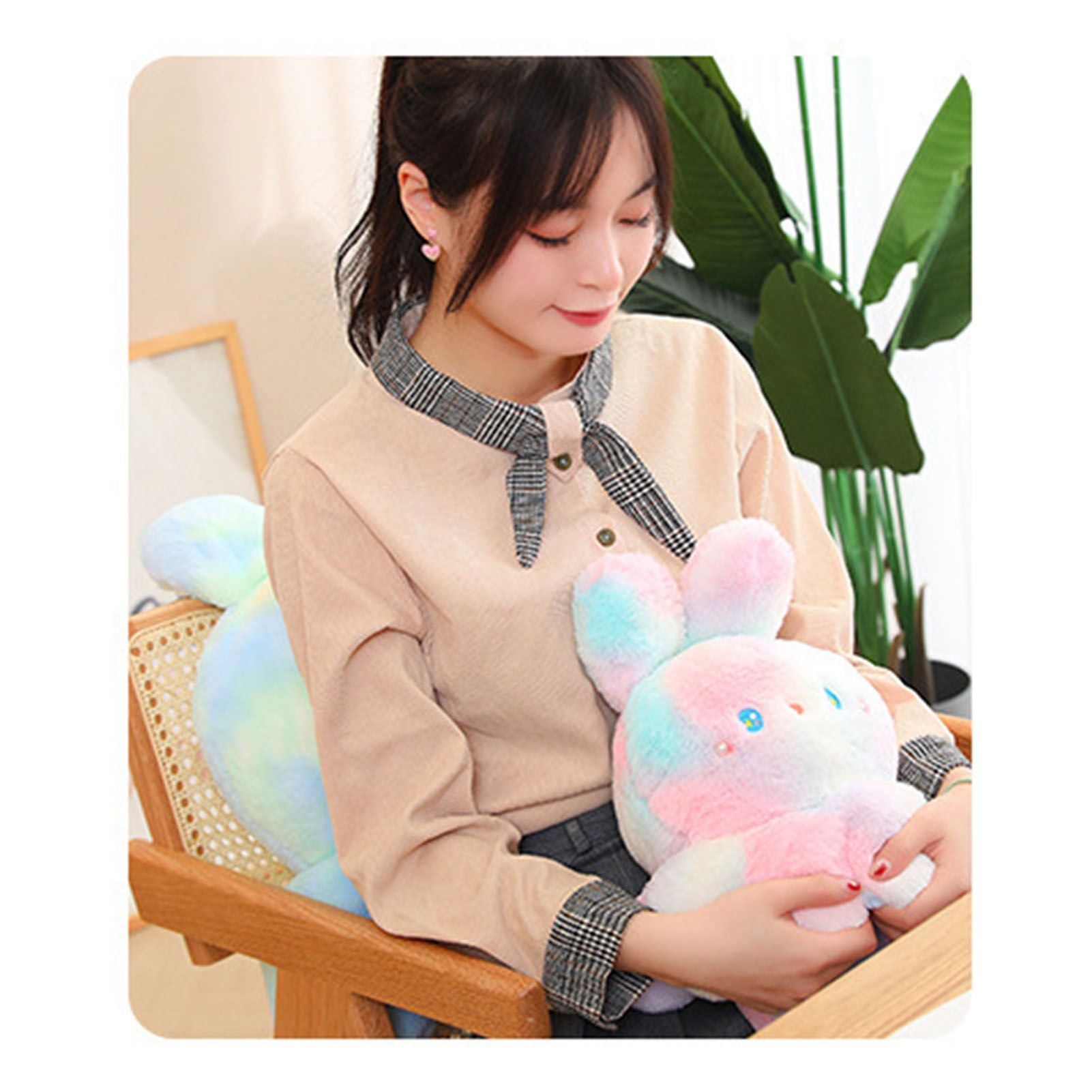 Reversible Octopus Doll Gradient Color Cute Bunny Ear Octopus Plush Toy Double Sided Stuffed Animal Pink Purple 20cm/7.9in - view 3