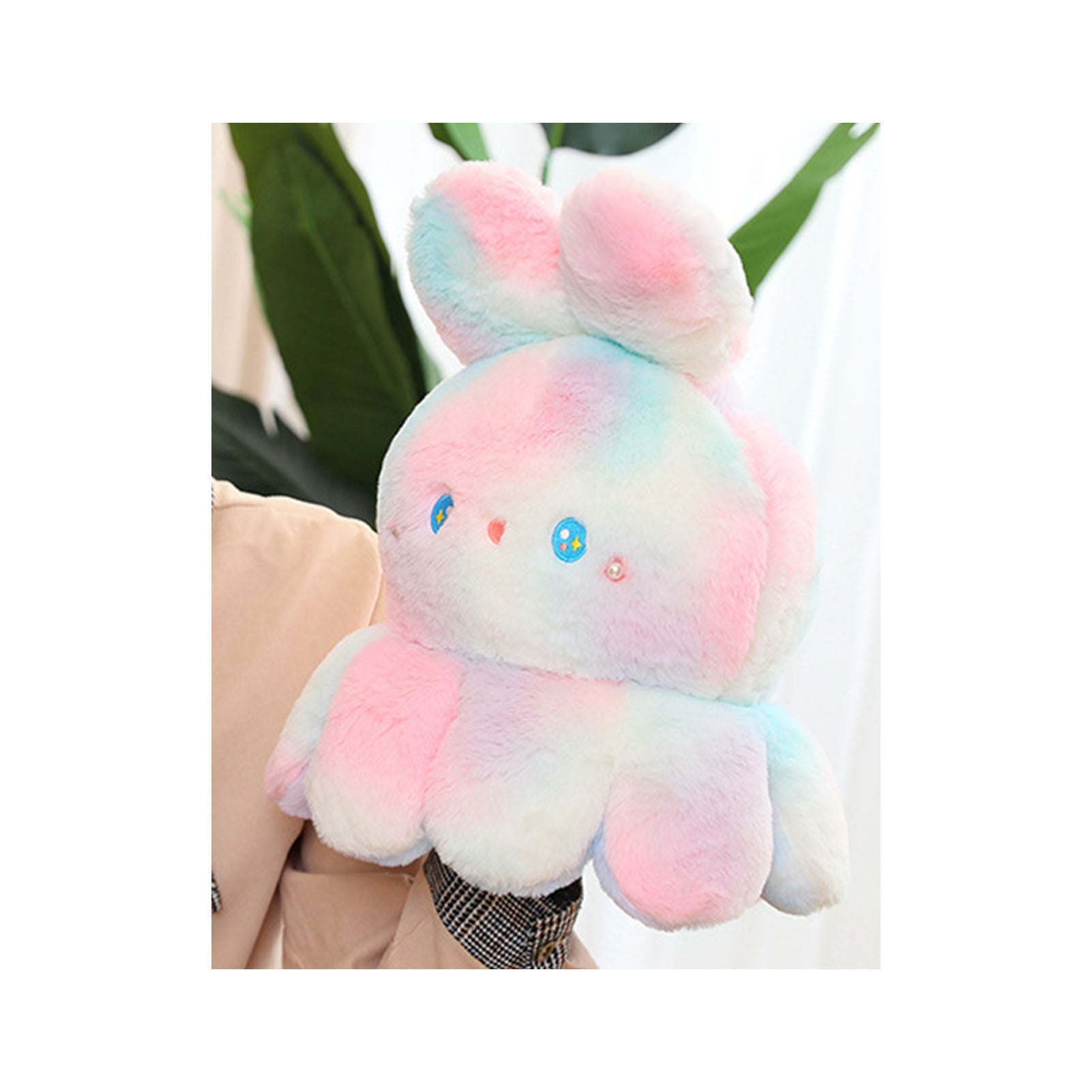 Reversible Octopus Doll Gradient Color Cute Bunny Ear Octopus Plush Toy Double Sided Stuffed Animal Pink Purple 20cm/7.9in - view 4