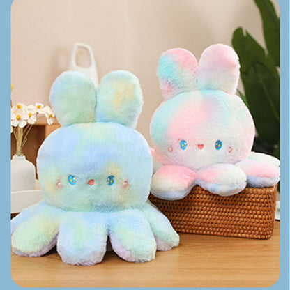 Reversible Octopus Doll Gradient Color Cute Bunny Ear Octopus Plush Toy Double Sided Stuffed Animal Pink Purple 20cm/7.9in - view 9
