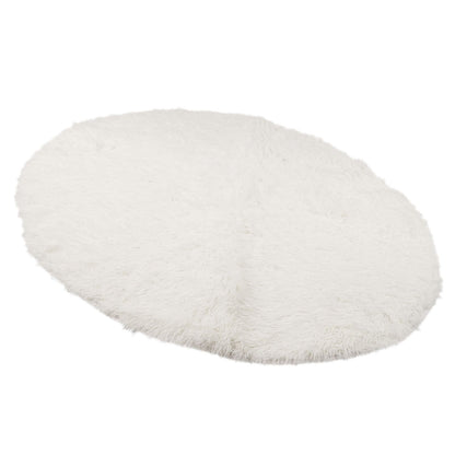 Round Plush Carpet Super Soft Fluffy Carpets Anti Skid Fuzzy Rug Modern Plush Area Rugs for Living Room Bedroom White - view 3