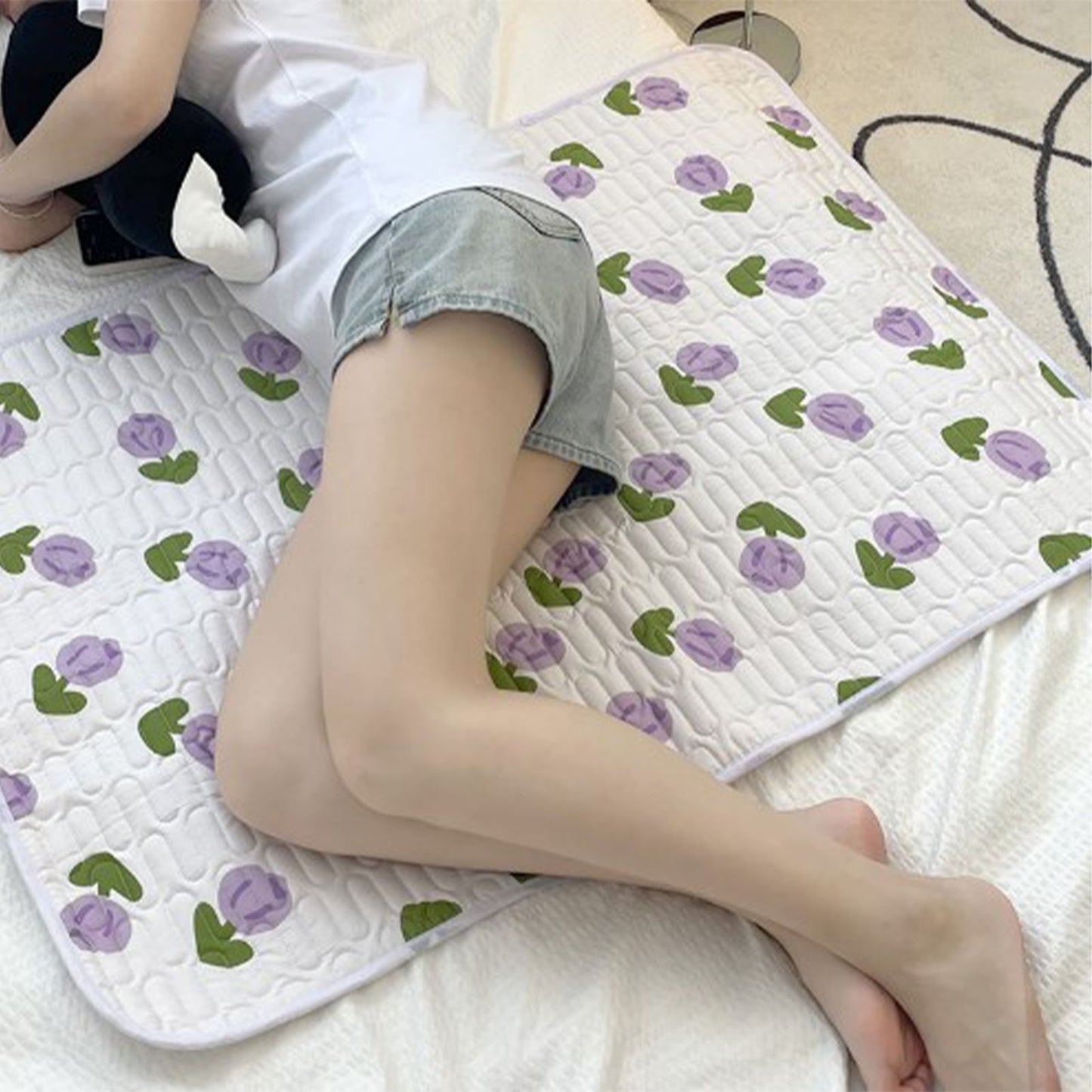 Urine Mattress 2 Sided Protector Pad Cover Leak Proof Non Slip Washable Waterproof Purified Cotton Tulip M - view 5