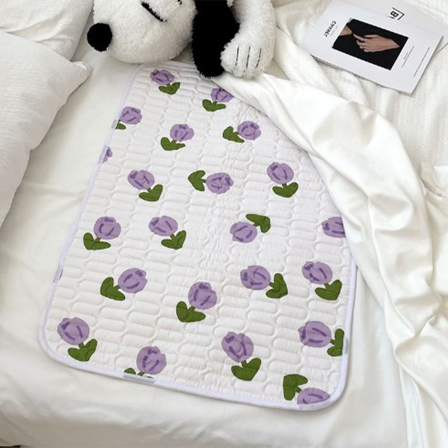 Urine Mattress 2 Sided Protector Pad Cover Leak Proof Non Slip Washable Waterproof Purified Cotton Tulip M - view 6