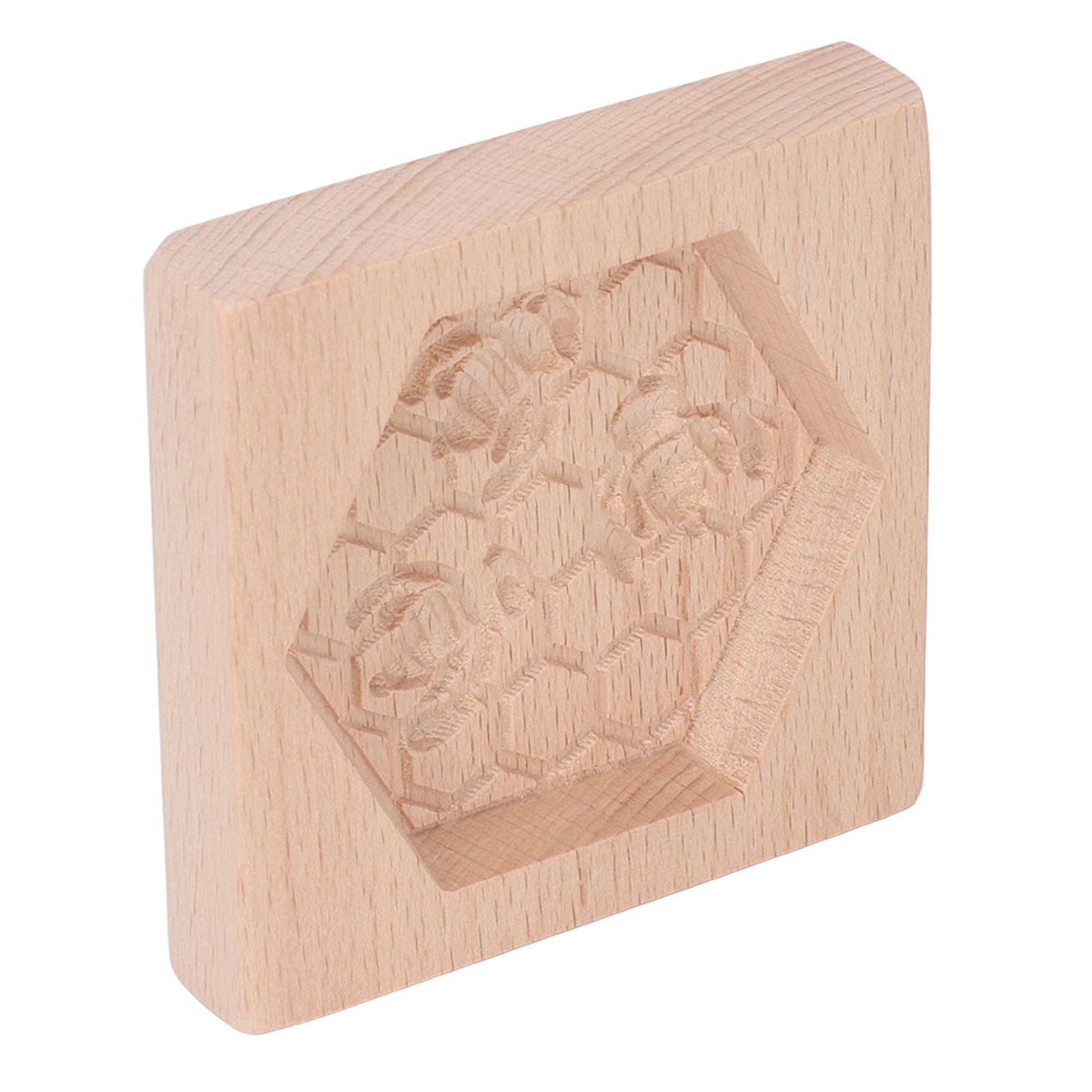 Wooden Cookie Mould Beechwood Reusable Washable Biscuit Press Stamp Mold for Kitchen Baking Bee - view 3