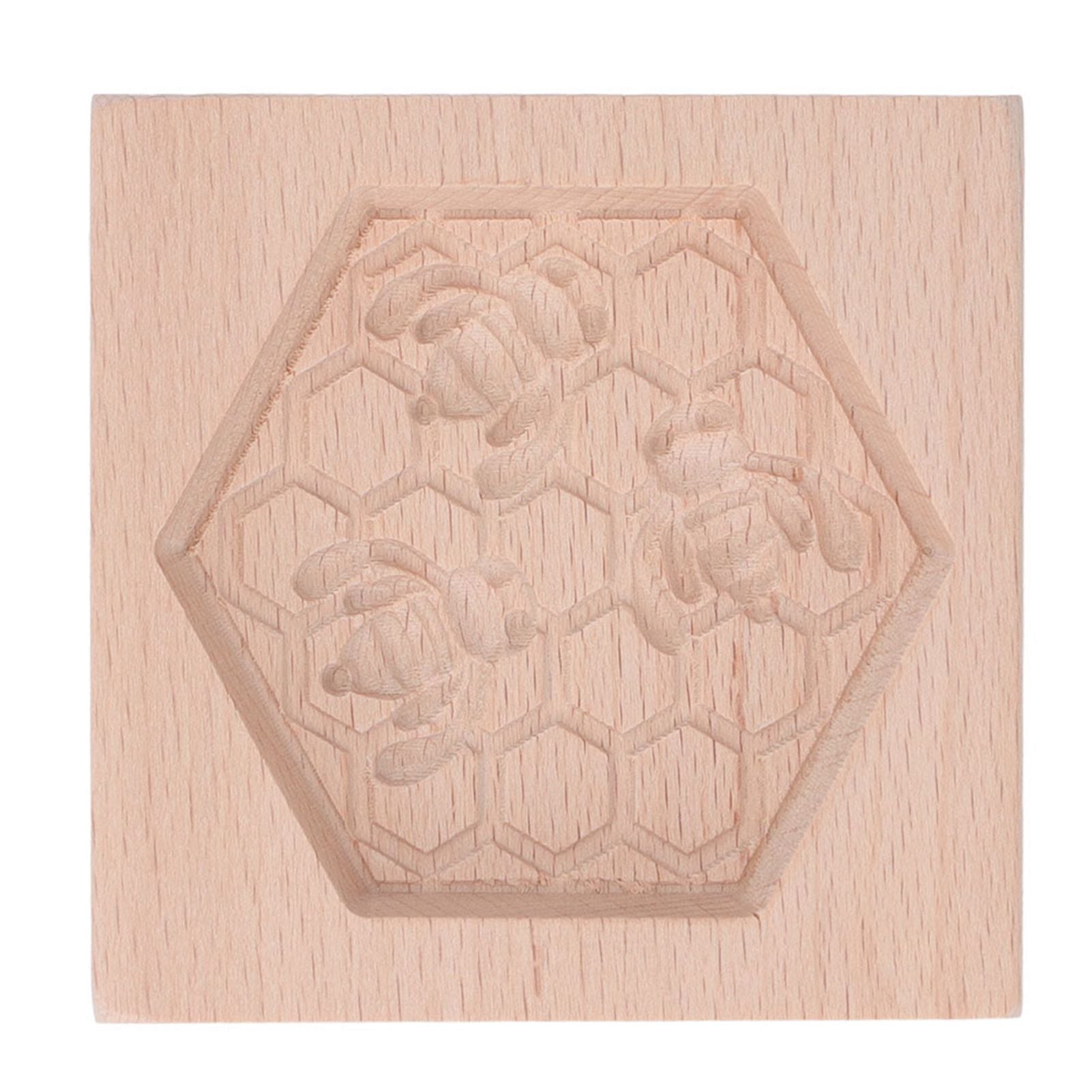 Wooden Cookie Mould Beechwood Reusable Washable Biscuit Press Stamp Mold for Kitchen Baking Bee - view 9