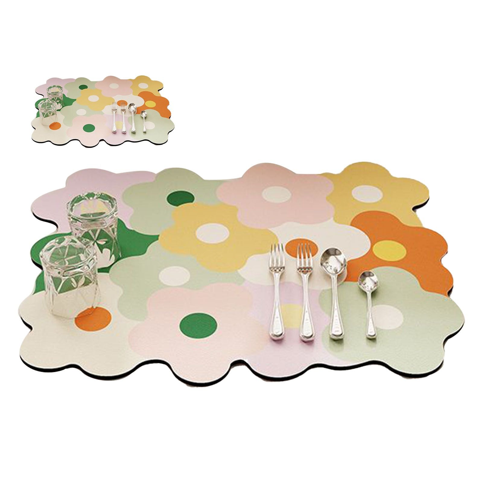 Kitchen Counter Dish Drying Mat Refreshing Cute Elegant Heat Resistant Absorbent Dishes Drain Mat Yellow and Green 11.8 X 15.7in - view 2