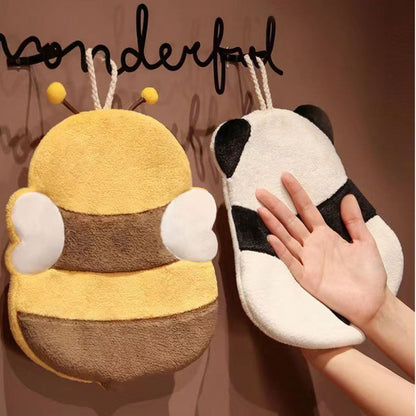 Hand Towel Thickened Cute Cartoon Animal Pattern Absorbent Hanging Kitchen Towel for Kids Home Panda Pattern - view 5