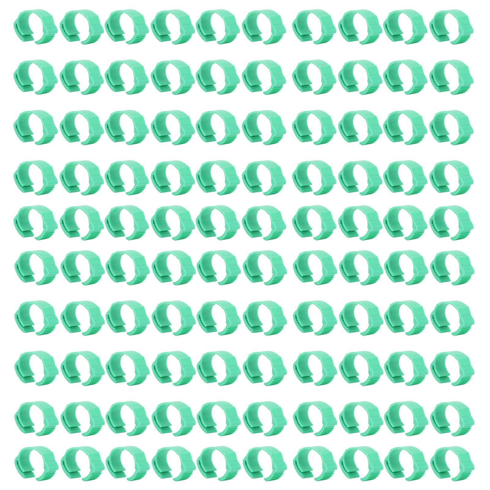 100pcs Chicken Identification Leg Bands Adjustable DIY Clip On Duck Bands for Geese Pigeons Green