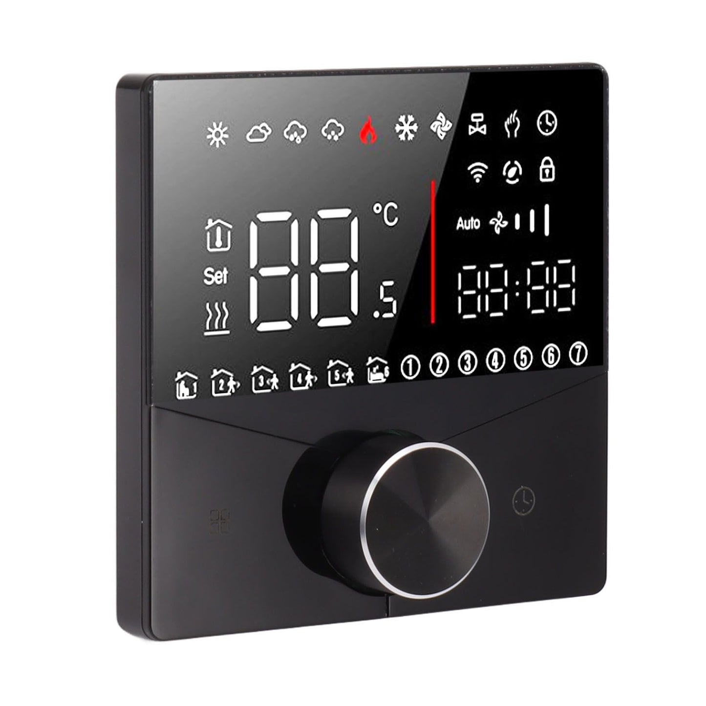 Smart Thermostat Knob Design LCD Color Display Panel Digital Thermostat for Sauna Room Underfloor Heating System Black - view 6