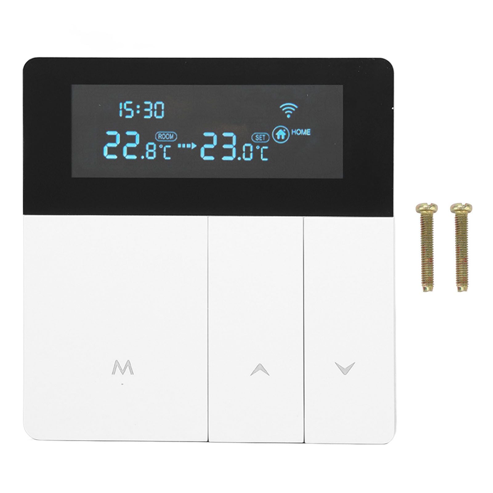16A Smart Color Thermostat Programmable Smart Electric Heating Thermostat for Home Offices Shopping Malls Hotels AC 90V‑240V White WiFi Style