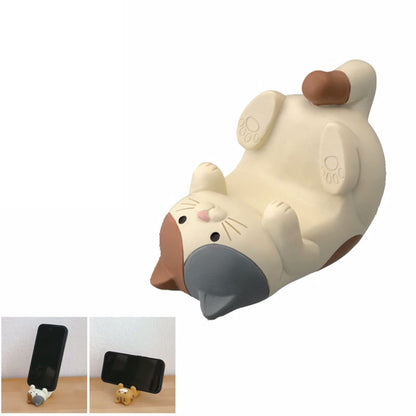 Cat Ornament Multifunctional Phone Tablet Glasses Pen Holder Desk Decoration for Home Tri Colored Cat - view 5