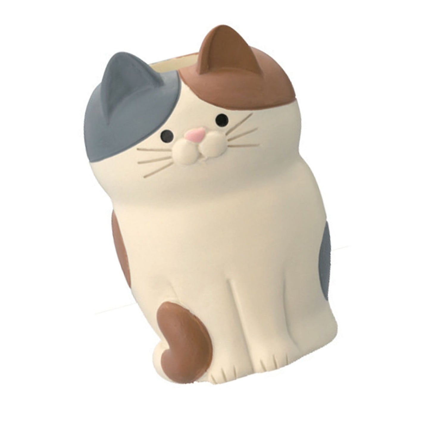 Cat Ornament Multifunctional Phone Tablet Glasses Pen Holder Desk Decoration for Home Squat Tri Colored Cat - view 3