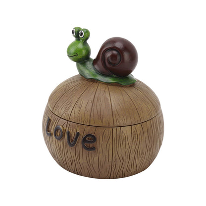 Cute Resin Ashtray Innovative Cartoon Animal Hand Painted Cigarette Ashtray with Lid for Home Living Room Office Snail - view 6
