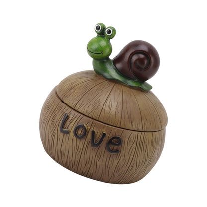 Cute Resin Ashtray Innovative Cartoon Animal Hand Painted Cigarette Ashtray with Lid for Home Living Room Office Snail - view 8