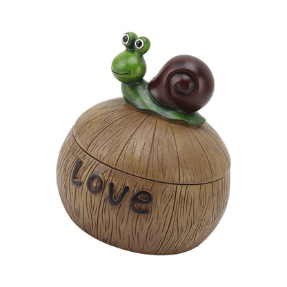 Cute Resin Ashtray Innovative Cartoon Animal Hand Painted Cigarette Ashtray with Lid for Home Living Room Office Snail - view 10