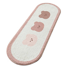 Cartoon Animal Pattern Area Rug Door Mat Soft Cute Oval Rug Bedside Carpet Decoration for Home Bedroom Brown Bear