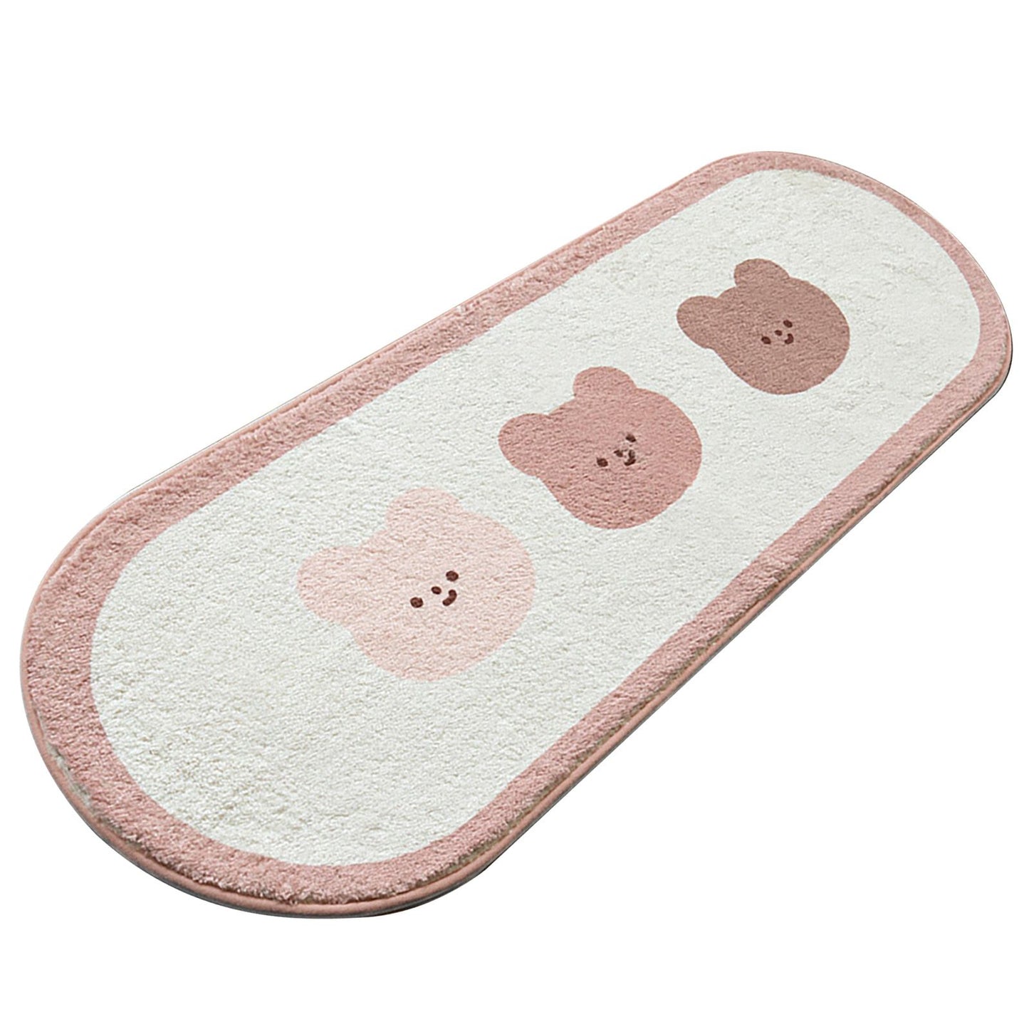 Cartoon Animal Pattern Area Rug Door Mat Soft Cute Oval Rug Bedside Carpet Decoration for Home Bedroom Brown Bear - view 2