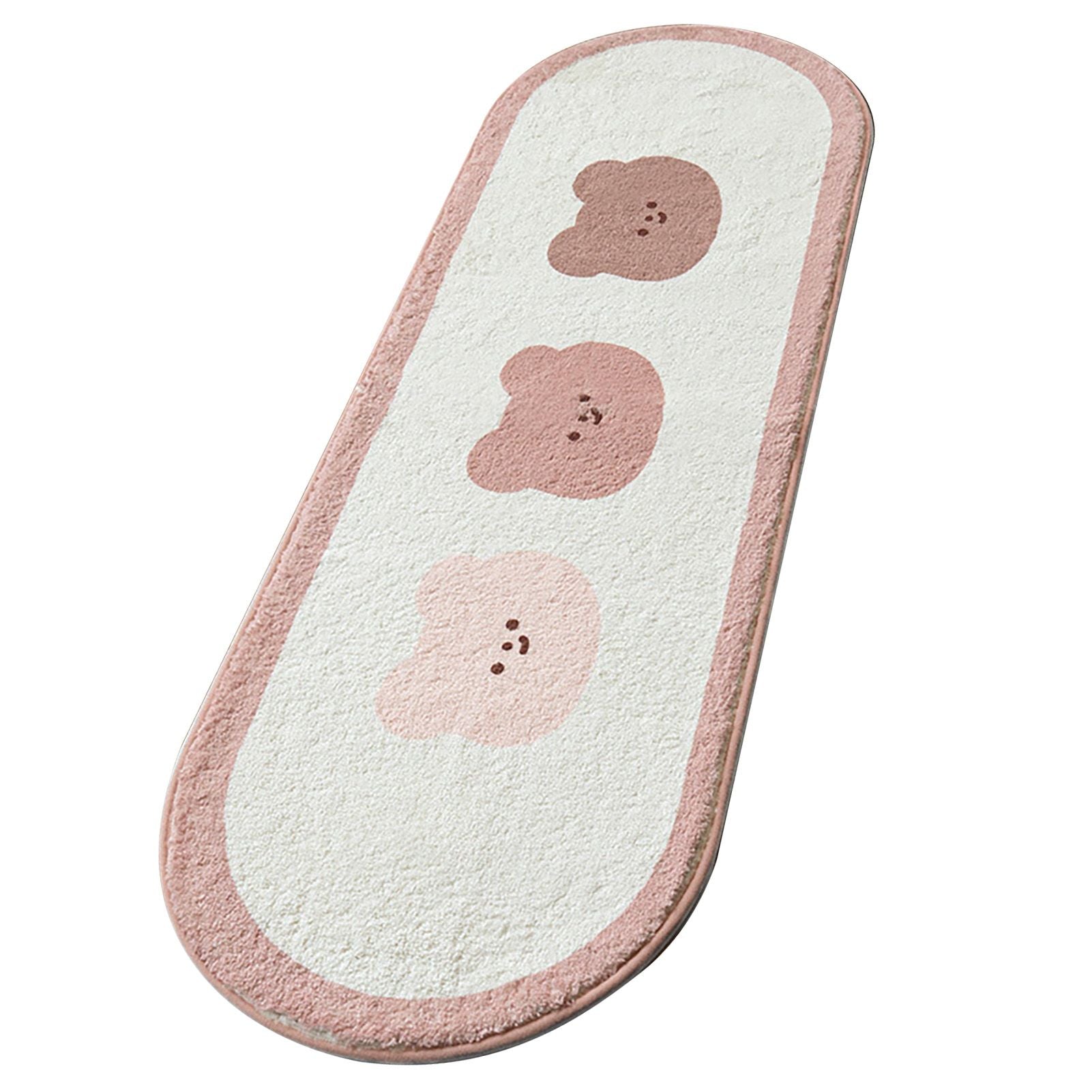 Cartoon Animal Pattern Area Rug Door Mat Soft Cute Oval Rug Bedside Carpet Decoration for Home Bedroom Brown Bear - view 3