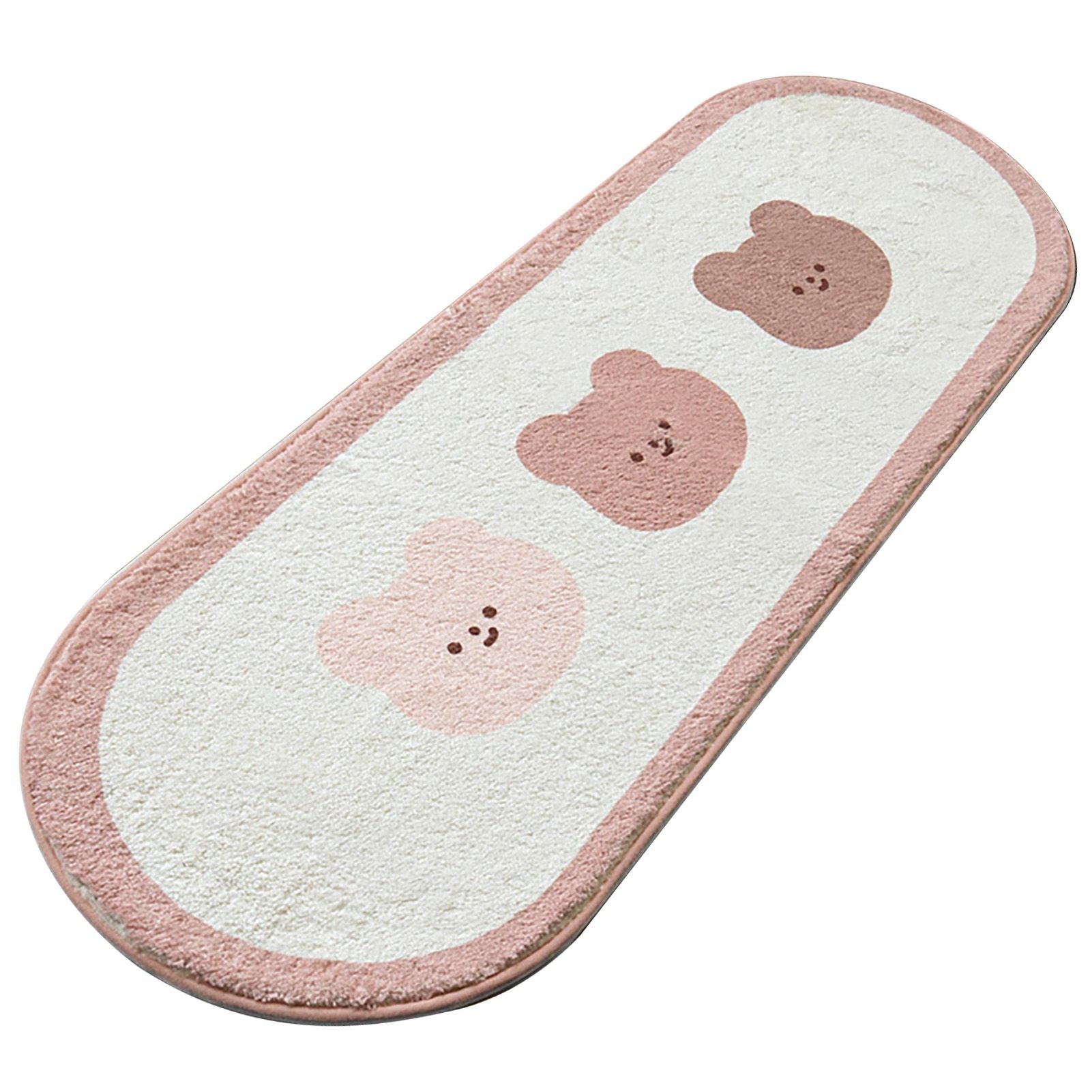 Cartoon Animal Pattern Area Rug Door Mat Soft Cute Oval Rug Bedside Carpet Decoration for Home Bedroom Brown Bear - view 4