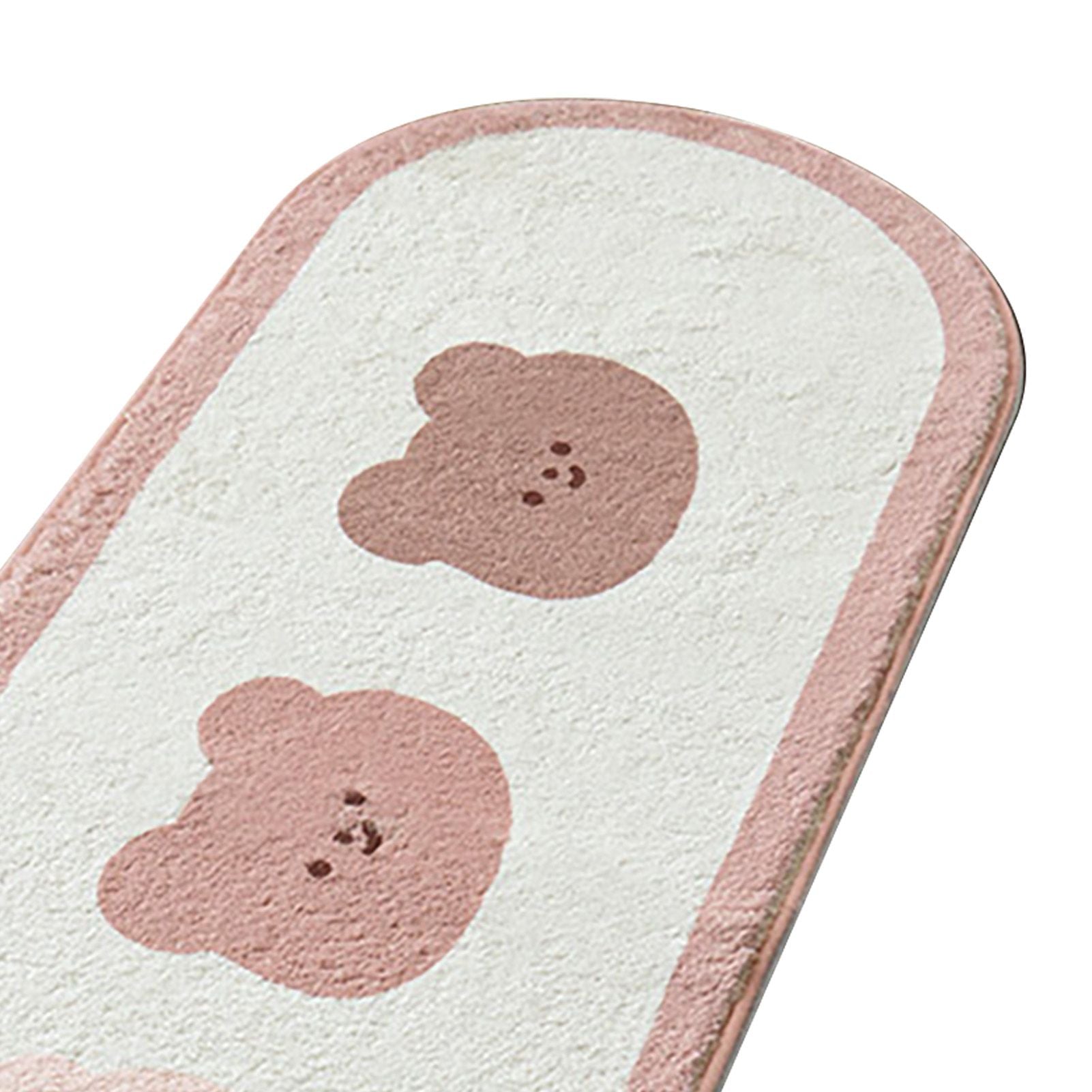 Cartoon Animal Pattern Area Rug Door Mat Soft Cute Oval Rug Bedside Carpet Decoration for Home Bedroom Brown Bear - view 8