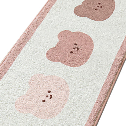 Cartoon Animal Pattern Area Rug Door Mat Soft Cute Oval Rug Bedside Carpet Decoration for Home Bedroom Brown Bear - view 9