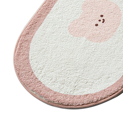 Cartoon Animal Pattern Area Rug Door Mat Soft Cute Oval Rug Bedside Carpet Decoration for Home Bedroom Brown Bear - view 10