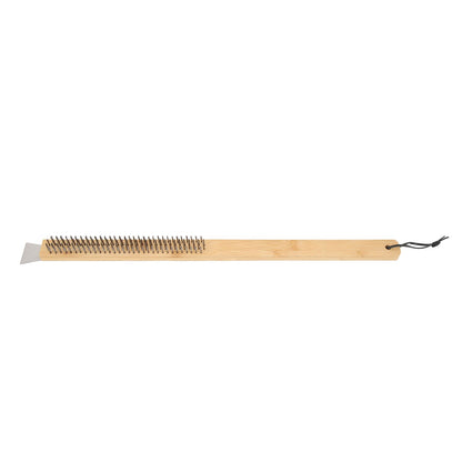 Pizza Oven Brush with Hanging Hole Bamboo Handle Wire BBQ Grill Cleaning Brush with Scraper - view 3